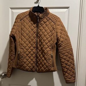 Love Tree Quilted Brown Puffer Jacket